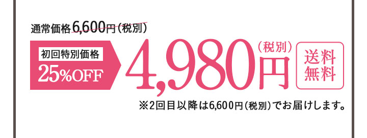 初回特別価格25%OFF 4,980円（税別）送料無料